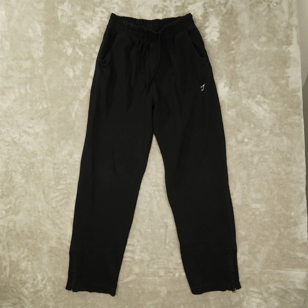 Gymshark Straight Leg Ankle Zip‎ Knit Sweatpants Men's Small Black Gym Training